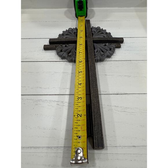 Rustic Wall Cross Farmhouse Christian Faith Decor Distressed Brown 12 in - Picture 5 of 6